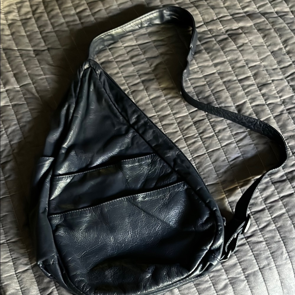 Vintage Navy Blue Leather Sling Bag by Leather Goods, Inc, Whidbey Island
